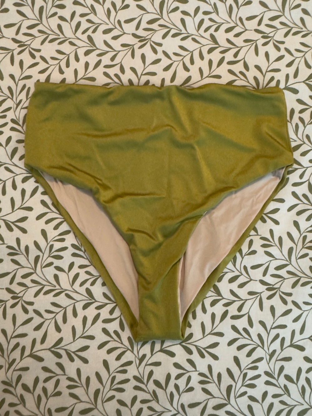 Anthropologie Bahia Maria Soft Pink Bikini Top with Olive Trim